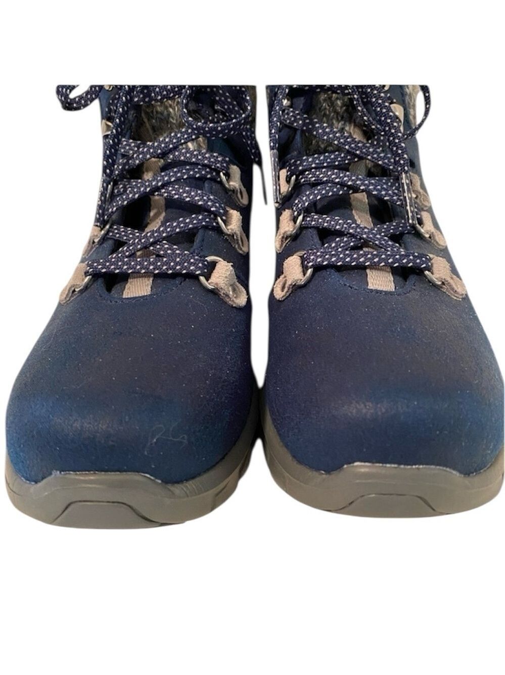 Skechers Synergy Sweater Collar Hiker Boots Navy Size 7.5 Knit Trim NWOT Vintage - Picture 4 of 16
